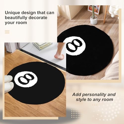 Tapis rond de rugby en velours végétal blanc et noir 100 cm