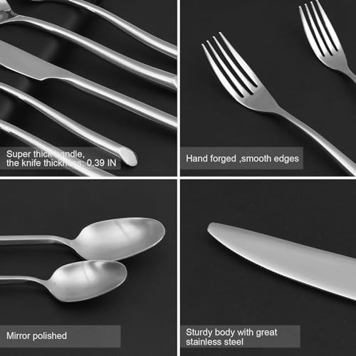 Wave-20-Piece-Silverware-Set-Forged-Stainless-Steel-Flatware-Set-Cutlery-Set-Mirror-Polished-Dishwasher-Safe-Service-for-4 Wave 20 Piece Silverware Set Forged Stainless Steel Flatware Set Cutlery Set Mirror Polished Dishwasher Safe Service for 4
