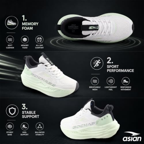 Image of ASIAN Aerofoam-01 Men's Running Shoes with Breathable Mesh Upper | Energy Return Sole, Lace-Up Fit & Lightweight Comfort