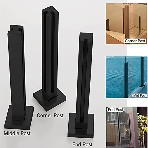 Glasgeländersystem, runder Pfosten, strapazierfähiger Glaspfosten aus Edelstahl 304, schwarz für 3/8" oder 1/2" Glas, Deck/Balkon/Terrasse/Garten, winddichter Zaunverbinder, Treppengeländerp – Bild 4