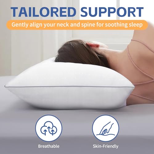 Nctoberows Bed Pillows for Sleeping Standard Size Set of 4, Luxury Hotel Quality Cooling Pillows, Super Soft Down Alternative Fill for Side Back and Stomach Sleepers - Image 3