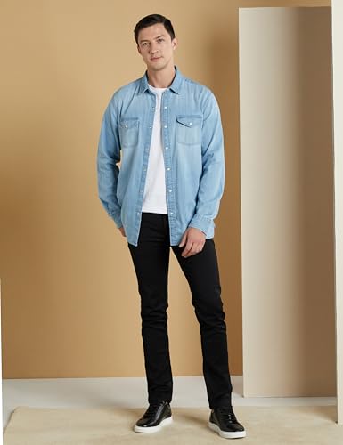 Image of Symbol Premium Men's Casual Cotton Denim Shirt | Regular Fit | Available in Plus Sizes