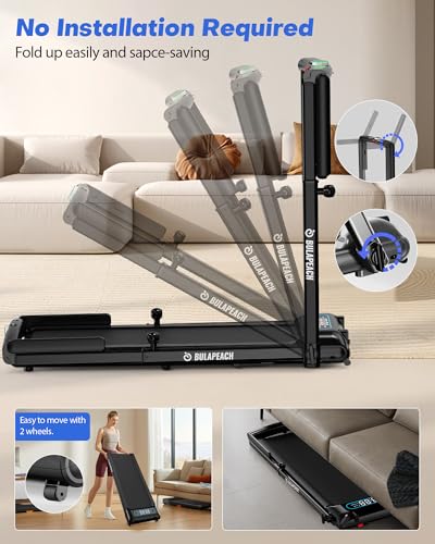 Image of Walking Pad with Incline, 3 in 1 Under Desk Treadmill with Handle Bar Removable Desk Workstation & Device Holder, 3.5HP Foldable Treadmills with 300lbs Capacity for Home Office