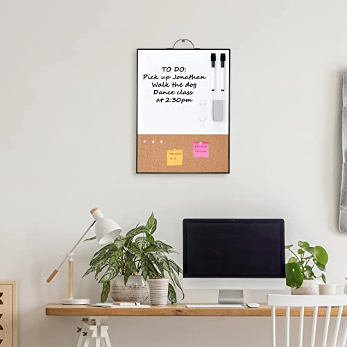 Small Whiteboard Cork-Board Combination For Wall - 16" X 12" Portable Aluminum Frame Magnetic Dry Erase Board, Small Bulletin Cork Board With Holder For Office, Home And School #TOP1