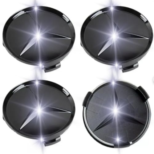 Gloss Black Wheel Center Caps – Set of 4 (75mm) – Complete Replacement Hubcap Set for Alloy Rims – Durable ABS Snap-On Trim Covers for Wheels