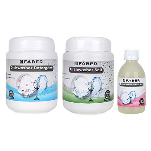 Image of Faber Dishwasher Detergent Kit with 1kg detergent, 1kg Salt and 280 ml Rinse Aid
