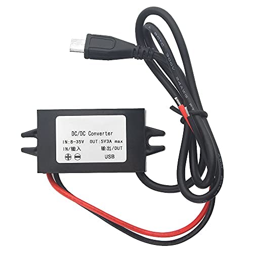 Produktbild von 12V 24V DC Zu 5V 3A USB Buchse Konverteradapter Buck Modul,DC Zu DC 12V Abwärtswandler Netzteil Fahrzeugspannung Staubschutzkappe Schwarz