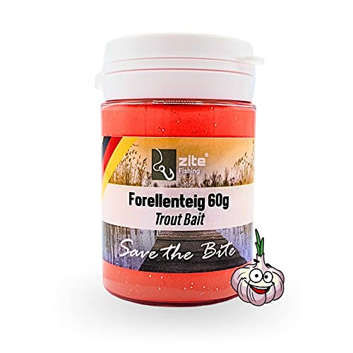 Zite Fishing Forellenteig mit Knoblauch-Aroma 60g – Fängige Forellenpaste als Forellenköder – Trout Bait Teigköder in knalligen UV-Neonfarben (Rot)