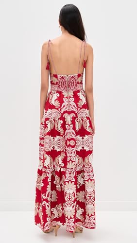 alice + olivia Women's Minka Tie Front Maxi Dress with Tassels3