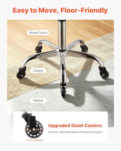 Image of VEVOR Saddle Stool with Back Support, 500 lbs Weight Capacity, Height Adjustable, Quiet Casters, Ergonomic PU Leather Seat, 360 Swivel Saddle Stool Rolling Chair for Salon, Spa, Bar, Medical, Black