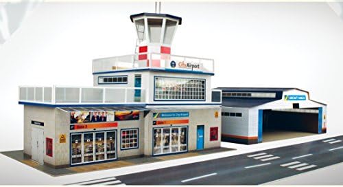 The CityBuilder Airport & Hanger Cardboard Model Making Kit - O Scale Model Railroad Building