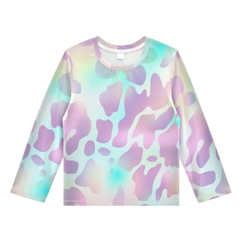 CaTaKu Neo Color Leopard Toddler Rash Guard Boy Swim Shirt for Boys Kids Swimsuit Long Sleeve UPF 50+ 3-12T