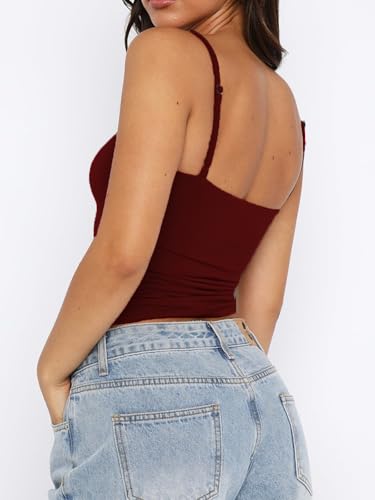 Going Out Tops for Women - Sexy Crop Tank Top Backless Camisole Tops Double Lined Spaghetti Strap Trendy2
