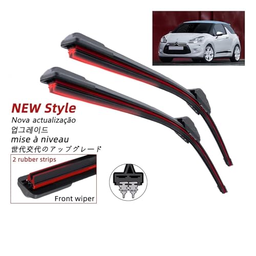 Escobilla limpiaparabrisas delantera Citroen DS3 DS4 DS5 cepillos goma doble 3 piezas 2