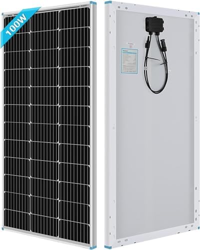 Renogy Placa Solar 12V 100W, Panel Solar Monocristalino, Panel Solar 100W de Alta Eficiencia, Ideal Para Furgoneta, Autocaravana, Casa, Camping, Siste...