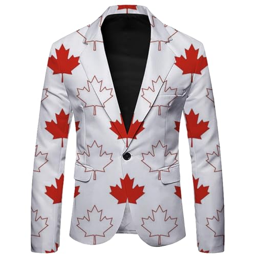 Générique Costard Homme Veste de homme manches longues Canada fête imprimé boutons poches...