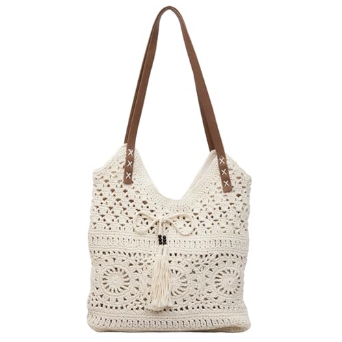Sac au crochet bohème beige et coton tissé | Vivez la douceur des vacances d'été légères