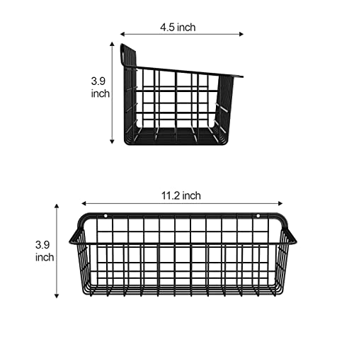Wall Basket, Packism 4 Pack Hanging Wire Baskets For Organizing Small Versatile Bathroom Organizer Hanging Wall Basket For Bathroom Kitchen Bedroom Garage Add Extra Storage, Easy To Install, Black #TOP7