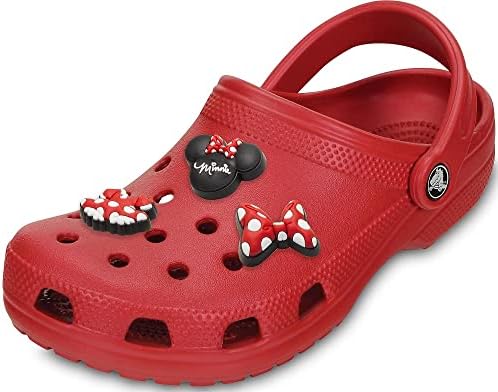 Crocs Unisex-Adult Classic Clog w/Jibbitz Charms Character 3-Packs, Pepper Minnie Mouse, 9 Women/7 Men