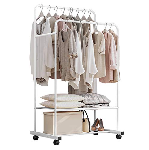 JANRON Perchero Estante para Ropa Colgador Ropa Metal Perchero para Ropa de Interior para Trabajo Pesado con Varilla Superior y Estante de Almacenamiento Inferior Perchero-80X 51X 160cm