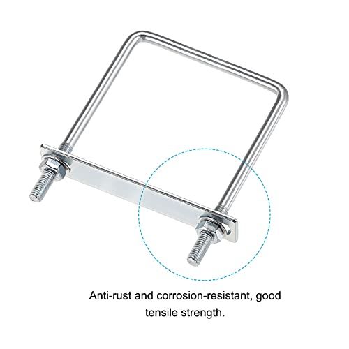 Image of METALLIXITY U Bolts 2 Sets (M8x90x130mm), Square U Bolt Carbon Steel with Accessories - for Construction, Pipe