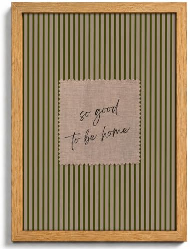 Wood Framed Vintage Inspirational Quote Canvas Wall Art, Inspiring Minimalist Striped Poster Print Artwork, So Good To Be Home Painting Picture Wall Decor, for Living Room Home Decoration 10x8in