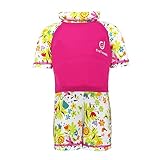 Gogokids Baby Mädchen Jungen Bojen-Badeanzug - Kleinkind Kinder Badebekleidung mit Schwimmbojen Einteiler Bojenanzüge Kurzarm Auftrieb Bademode UV-Schutz 1-7 Jahre
