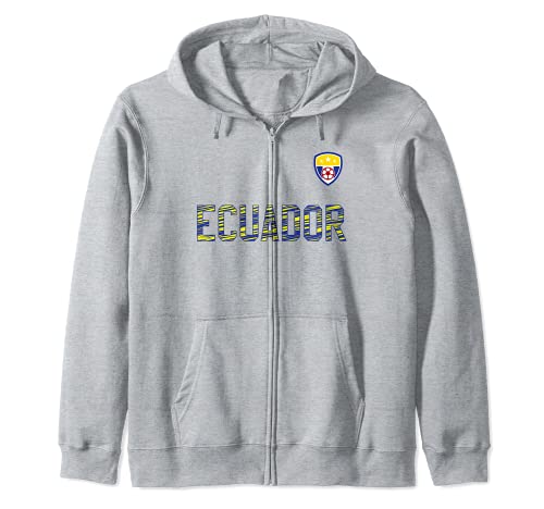 Ecuador Football Blue Yellow Striped Lyrics Zip Hoodie, Grey