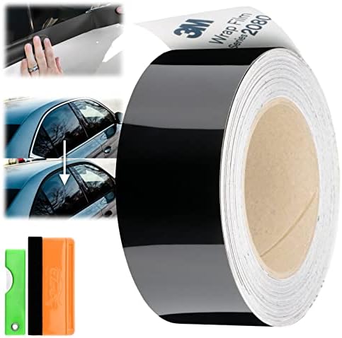2 inches x 25 Feet 3M 1080 2080 Gloss Black Vinyl Wrap Kit for Black Out Chrome Delete Window Trim Door Trim Free Tool Kit