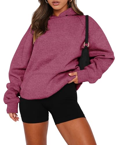 onlypuff Women Pullover Sweatshirt Long Sleeve Hoodies Kangaroo Pocket Fleece Basic Sweater