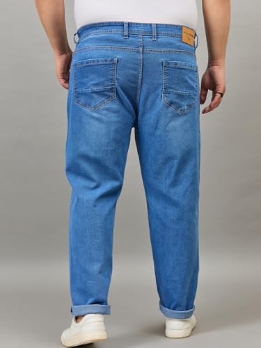 Image of Style Quotient Men Plus Size Black Tapered Fit Mid Rise Stretchable Jeans
