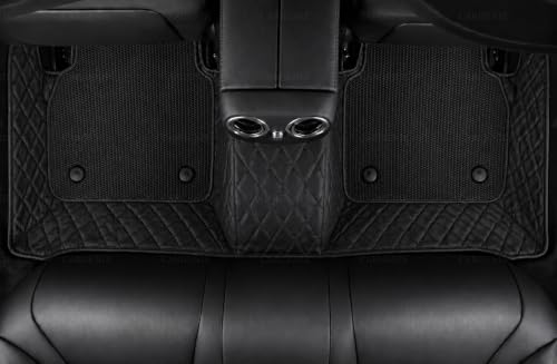 Image of 7D Car Floor Mats for Mahindra XUV 7XO AX7 AT | Waterproof | Anti-Slip | PU Leather | Full Coverage | All Weather | Custom Fitted 7D Car Foot Mats - Black