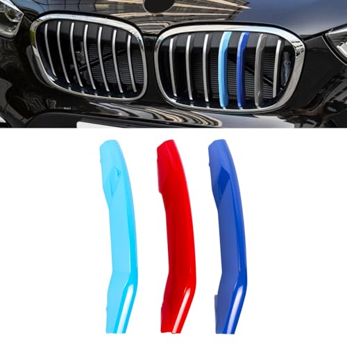 Image of x xotic tech Iconic 3-color Tri Grille Insert Trims Strips, Front Center Kidney Grilles Compatible with BMW G05 X5 2019-2023 W /O Night Vision Camera Option (7 Beams)