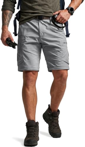 Image of CQR Men's Convertible Cargo Tactical Pants, Water Resistant Outdoor Hiking Pants, Zip Off Lightweight Stretch Work Pants