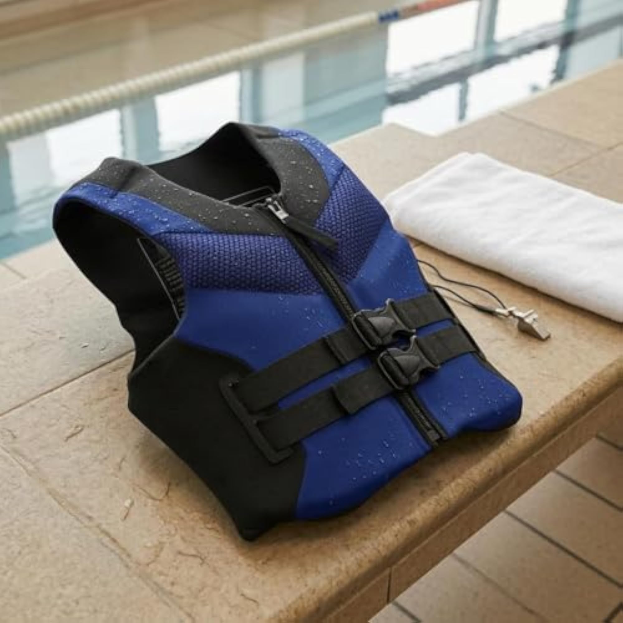 Buckle Closure Sleeveless Life Vest Honeycomb Panel Zip-Front