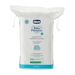 Chicco Baby Moments Quadrotti Morbido Cotone, Pulisce Delicatamente e Accarezza Morbidamente, Baby Skin, Bianco, 60 Pezzi, 0+ Mesi