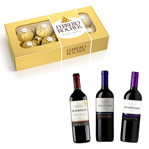 Cesta Presente Chocolates Ferrero Rocher Vinho Pelúcia Luxo