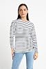 Win's Unisex Long Sleeve Sailor - Striped T-Shirt Men and Women, White/Navy Blue, L #1