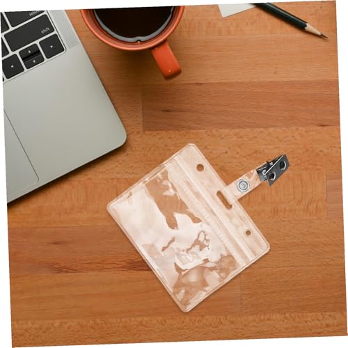 Porta credencial de identificación horizontal con clip para proteger pases de oficina 6