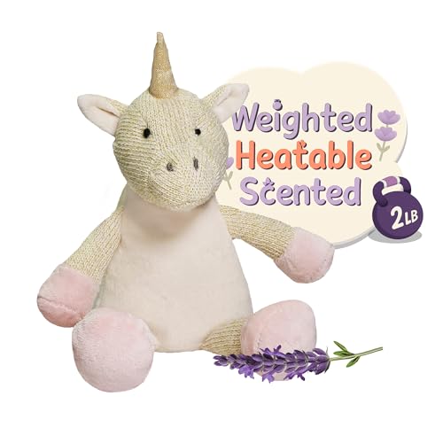 WILD BABY Microwavable & Weighted Plush Toy - Unicorn Stuffed Animal for Comfort & Warmth - Soft, Heatable Plushie for Snuggles - Great for Kids, Toddlers & All Ages