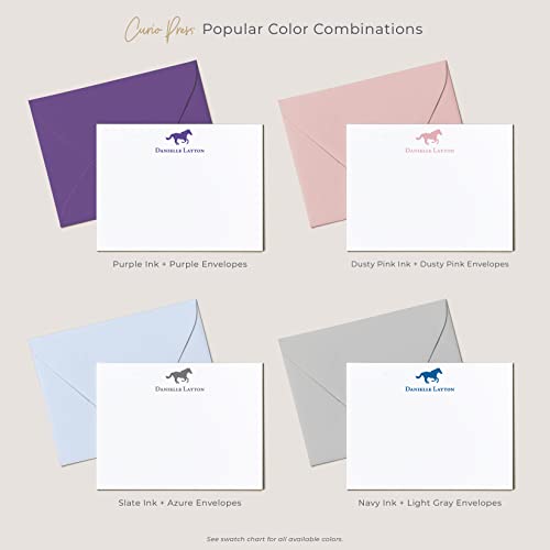 Personalized Pretty Equestrian Horseback Riding Stationery, Girls Womens Equine Stationary Set - Horse Flat #TOP3