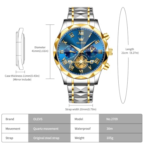Image of OLEVS Watch for Men Chronograph Business Dress Large Face Mens Wristwatches