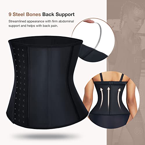 Lover-Beauty Corset Waist Trainer For Women Latex Waist Cincher Shapewear Tummy Control Waist Trimmer Belt Hourglass Plus Size Girdle Body Shaper-Black-Xxl #TOP4
