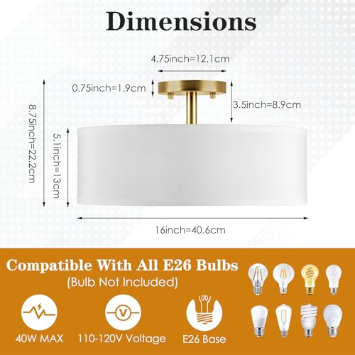 16In Ceiling Light,Modern Dining Room Light Fixture with White Fabric Shade by Maichixin - Used condition - Image 7