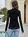LOMON Mesh Top Sheer Long Sleeve Tops Double Lined Going Out Tops Mock Neck Fitted Outfits Lace Shirts Black Velvet Floral L
