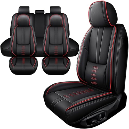Image of Car Seat Covers for Neon,for Dodge Neon 2000-2005,Leather Full Set Seat Covers,Airbag-Compatible Car Seat Protectors,Waterproof Seat Cover for Cars(Black+Red,5PCS Only)