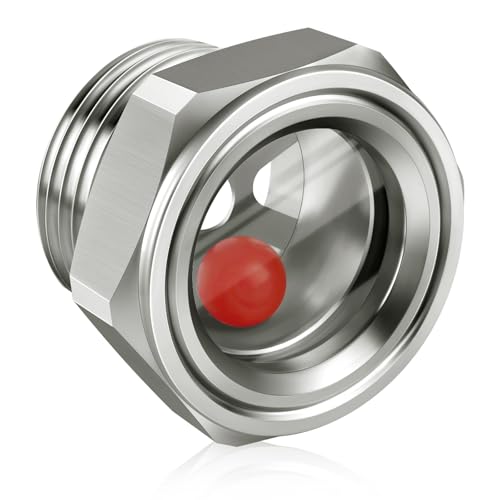 1'' NPT Male Hex Head Stainless Steel Oil Sight Glass Liquid Level Gauge Oil Indicator Window Hydraulic Tank Sight Glass For Pump Air Compressor Gearbox (1'' NPT Male)