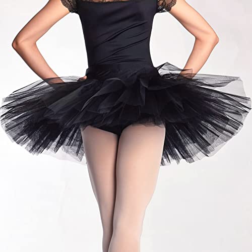 Danceyou Ballet Platter Tutu Girls Women Classic Professional Pancake Skirt For Dance Practice Performance, Black, Size M #TOP4