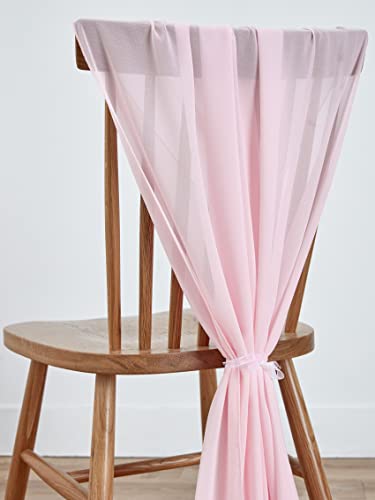 Beddeb CTR-BLUSHING PINK-10 29X120 Inches 10 Pack Blushing Pink 10Ft Chiffon Table Runner Sheer Chiffon Table Runner Romantic Boho Rustic Table Runner thumb #5