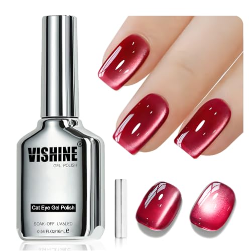 Vishine Esmalte de Gel Ojo de Gato 16ml Ruby Glitter miniatura 2